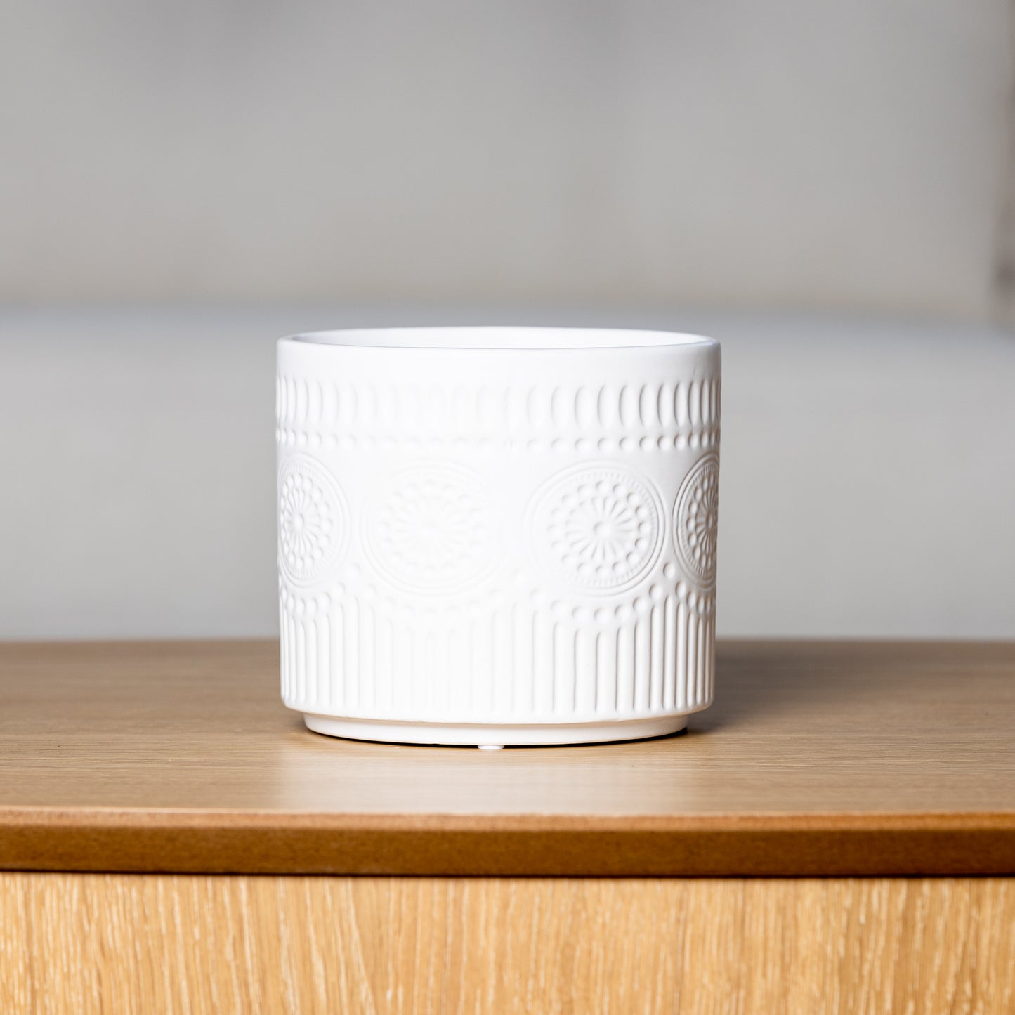 Ceramic Textured Pot 13.5cm White