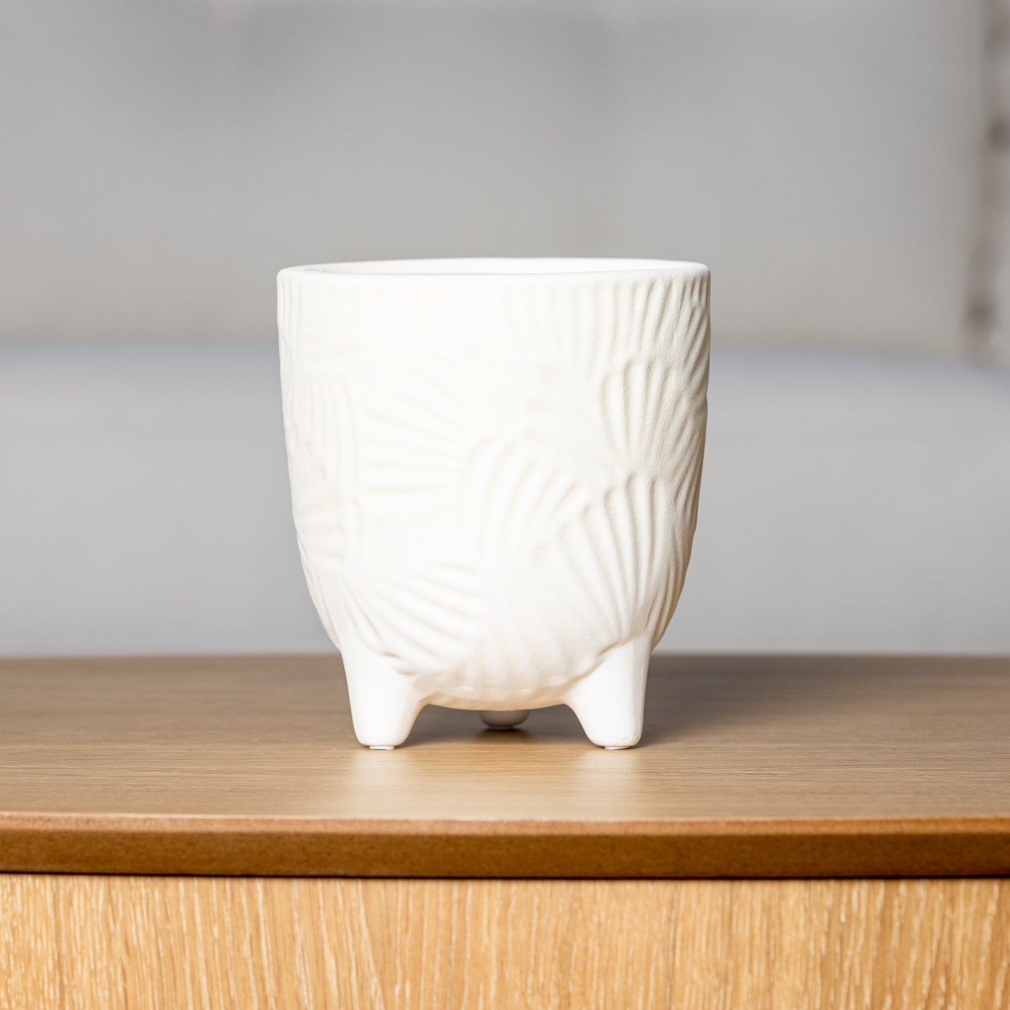 Ceramic Footed Pot with Textured Finish 13.5cm Cream