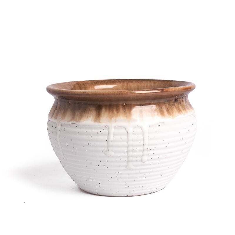 Medium glazed plant pots with drip glaze | plant pots