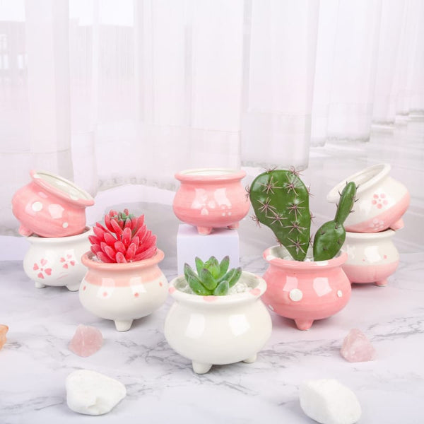 Glazed ceramic plant pots - small footed pots | plant pots