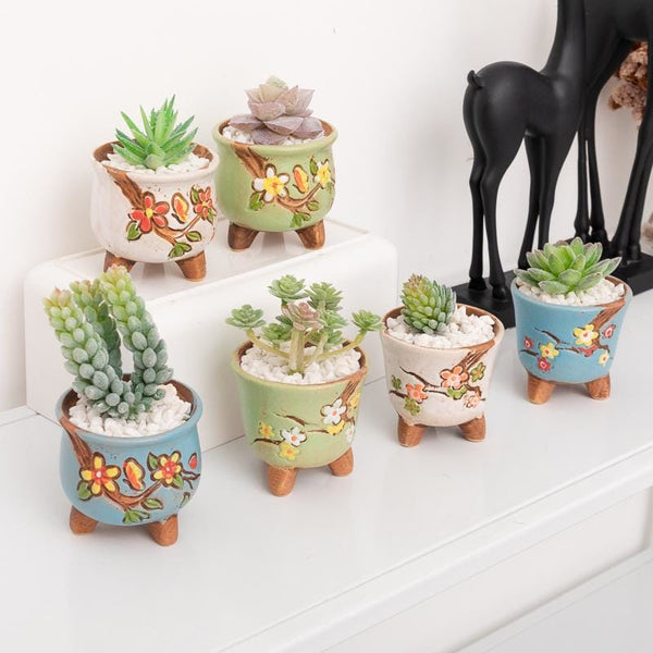 Smal footed glazed creamic plant pots/planters | plant pots