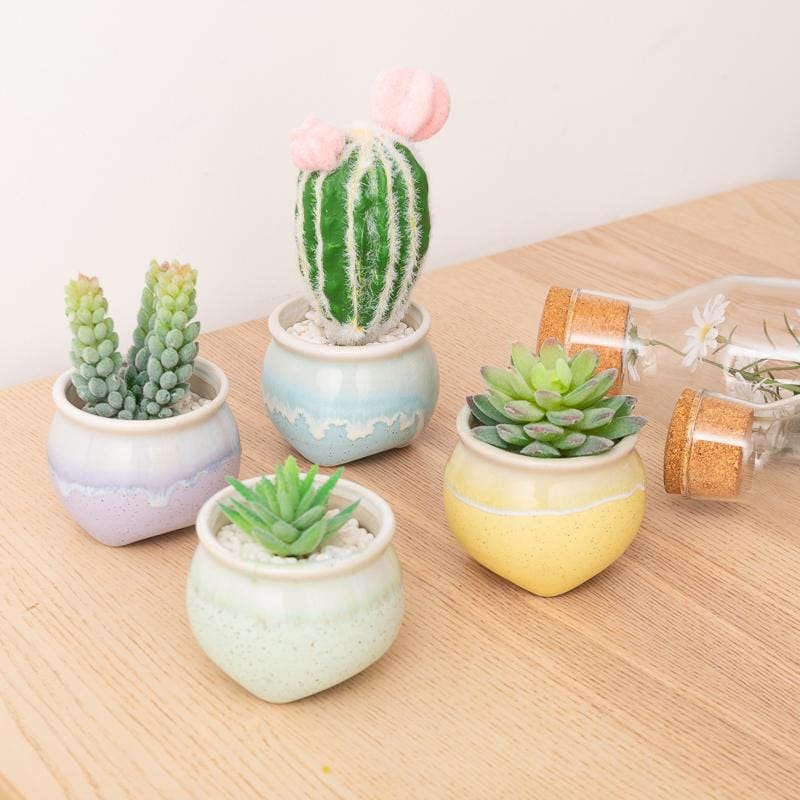 cute plant pots Melting Ice Cream Drip Glazed Ceramic Pots