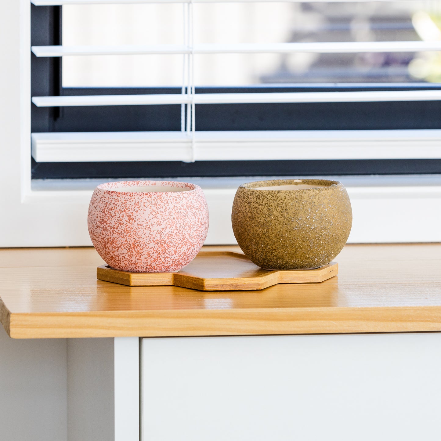 Small Ceramic Pots/Planters - "Ice Cream Ball"