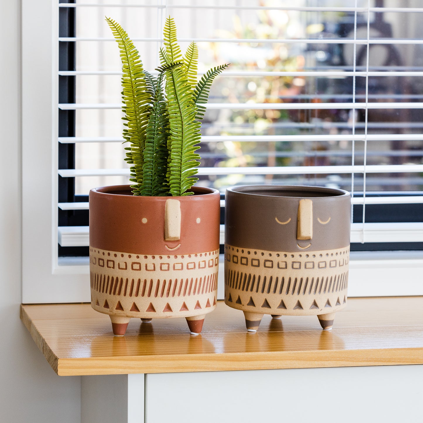 Footed Ceramic Face Planter