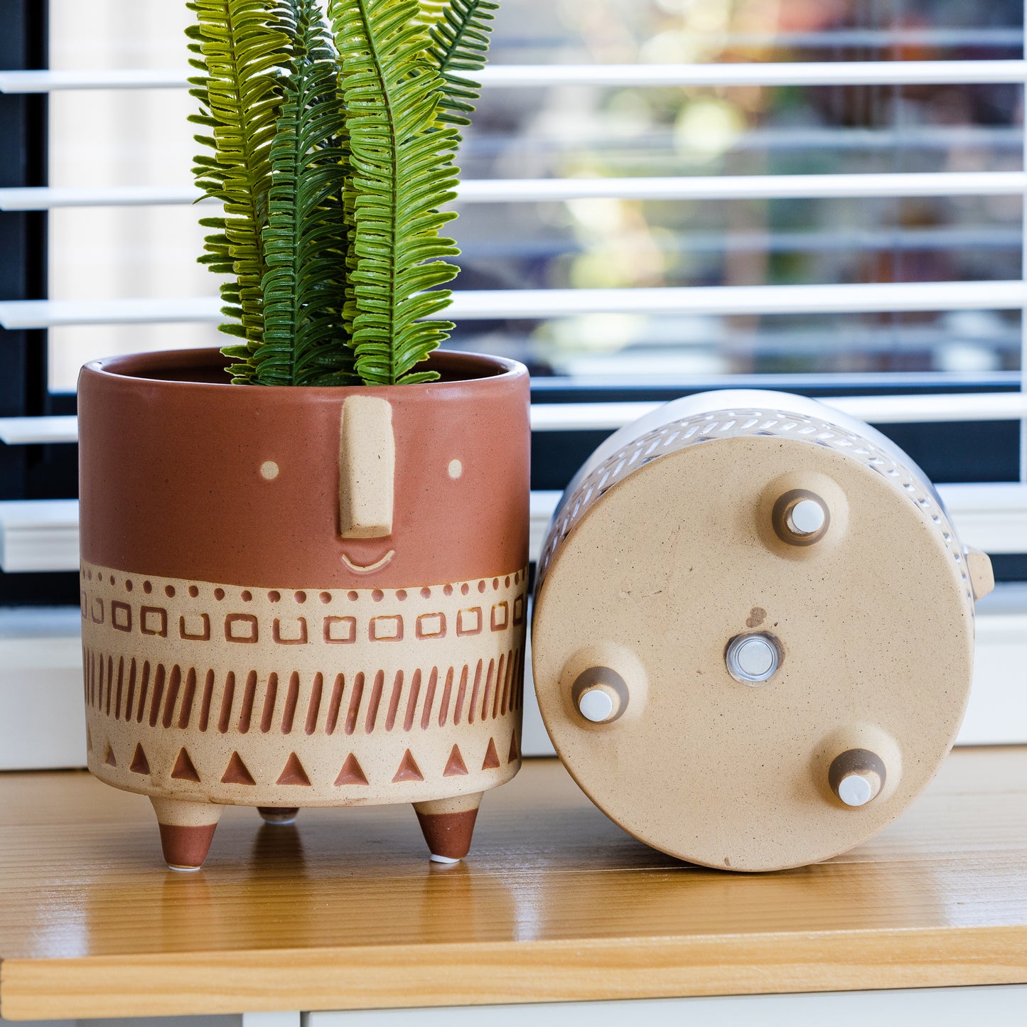 Footed Ceramic Face Planter