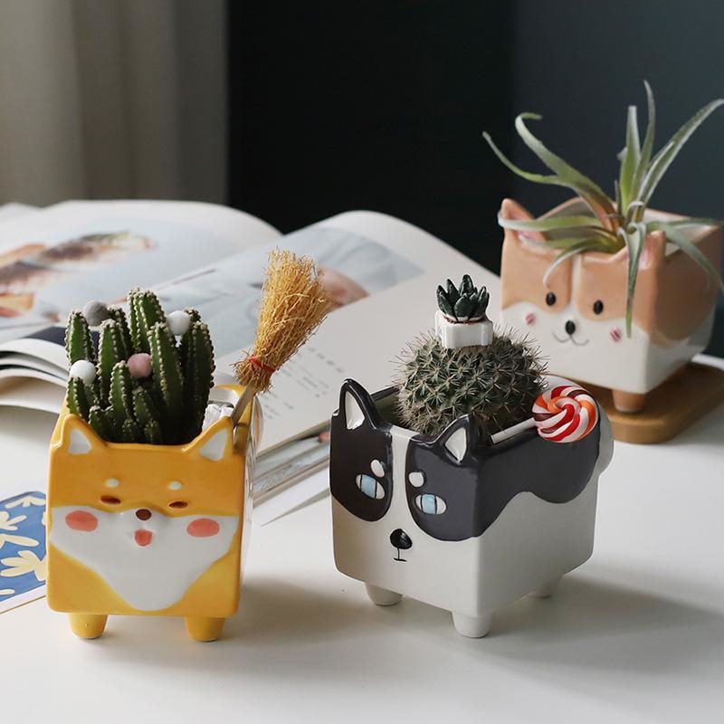 Ceramic plant pots/planters - doggo family | plant pots