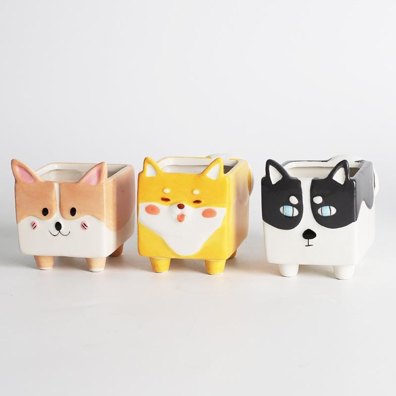 Ceramic plant pots/planters - doggo family | plant pots