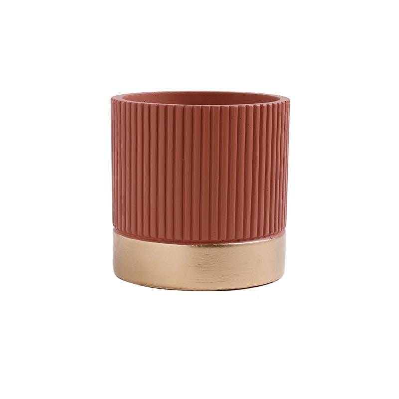 Round stripe golden concrete pots/planter | plant pots