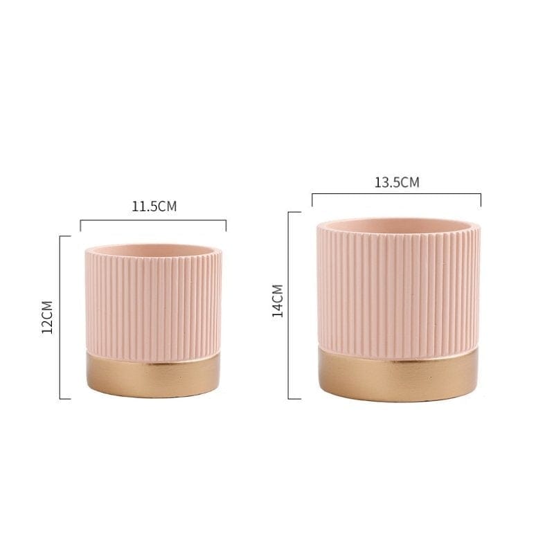 Round stripe golden concrete pots/planter | plant pots