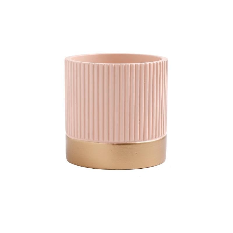 Round stripe golden concrete pots/planter | plant pots