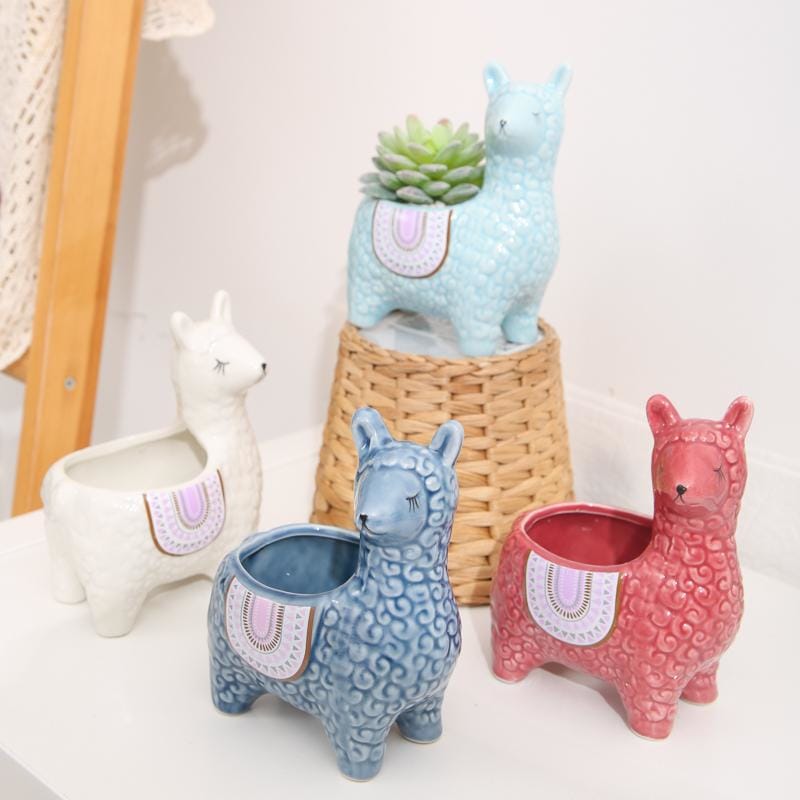 Small glazed ceramic planter - llama | plant pots