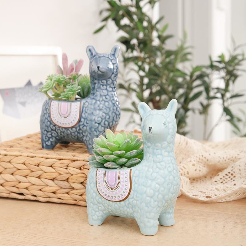 Small glazed ceramic planter - llama | plant pots