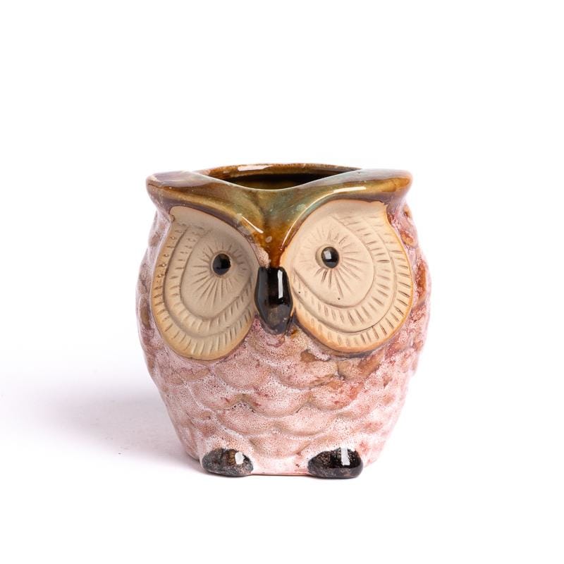 Small glazed ceramic planter - owl | plant pots