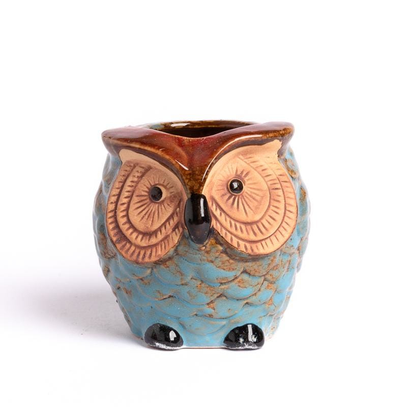 Small glazed ceramic planter - owl | plant pots