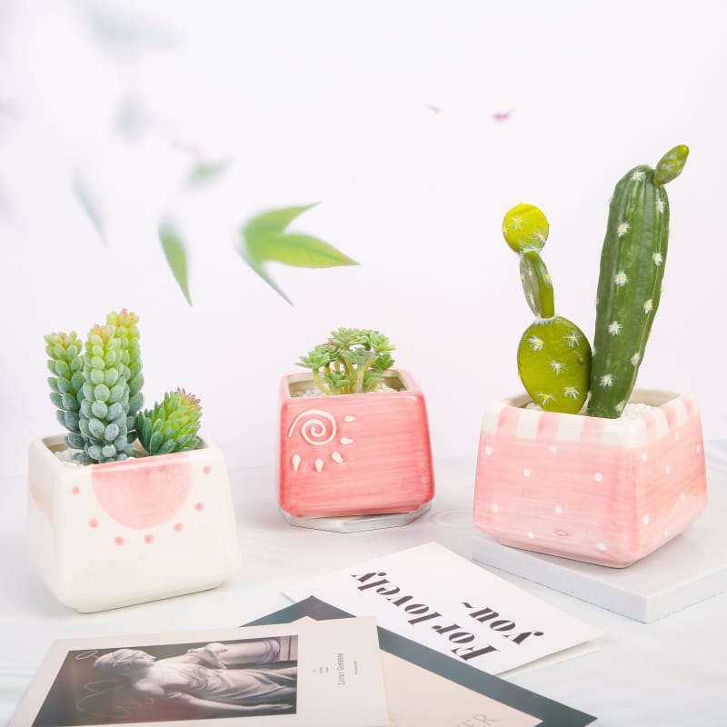 Square glazed ceramic plant pots | plant pots