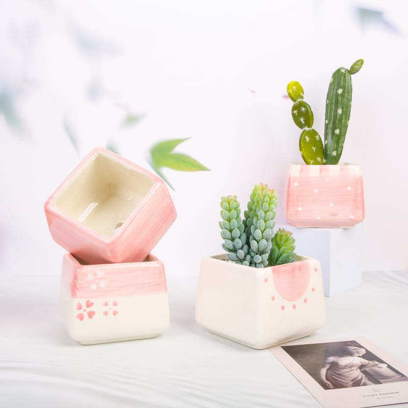 Square glazed ceramic plant pots | plant pots