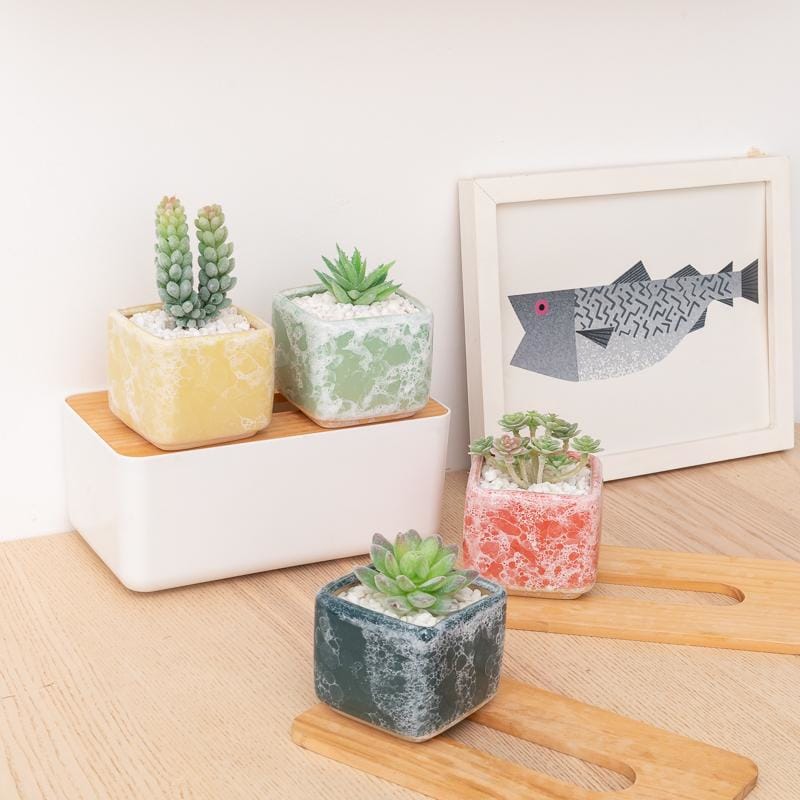 Square glazed creamic plant pots/planters | plant pots