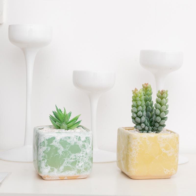 Square glazed creamic plant pots/planters | plant pots